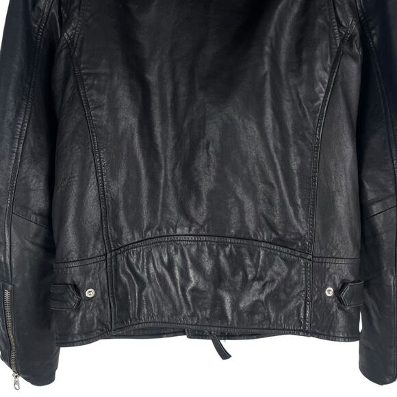 Mackage Manus Lamb Leather Jacket Detachable Hood Black Blue Size 36/ S - Picture 8 of 16